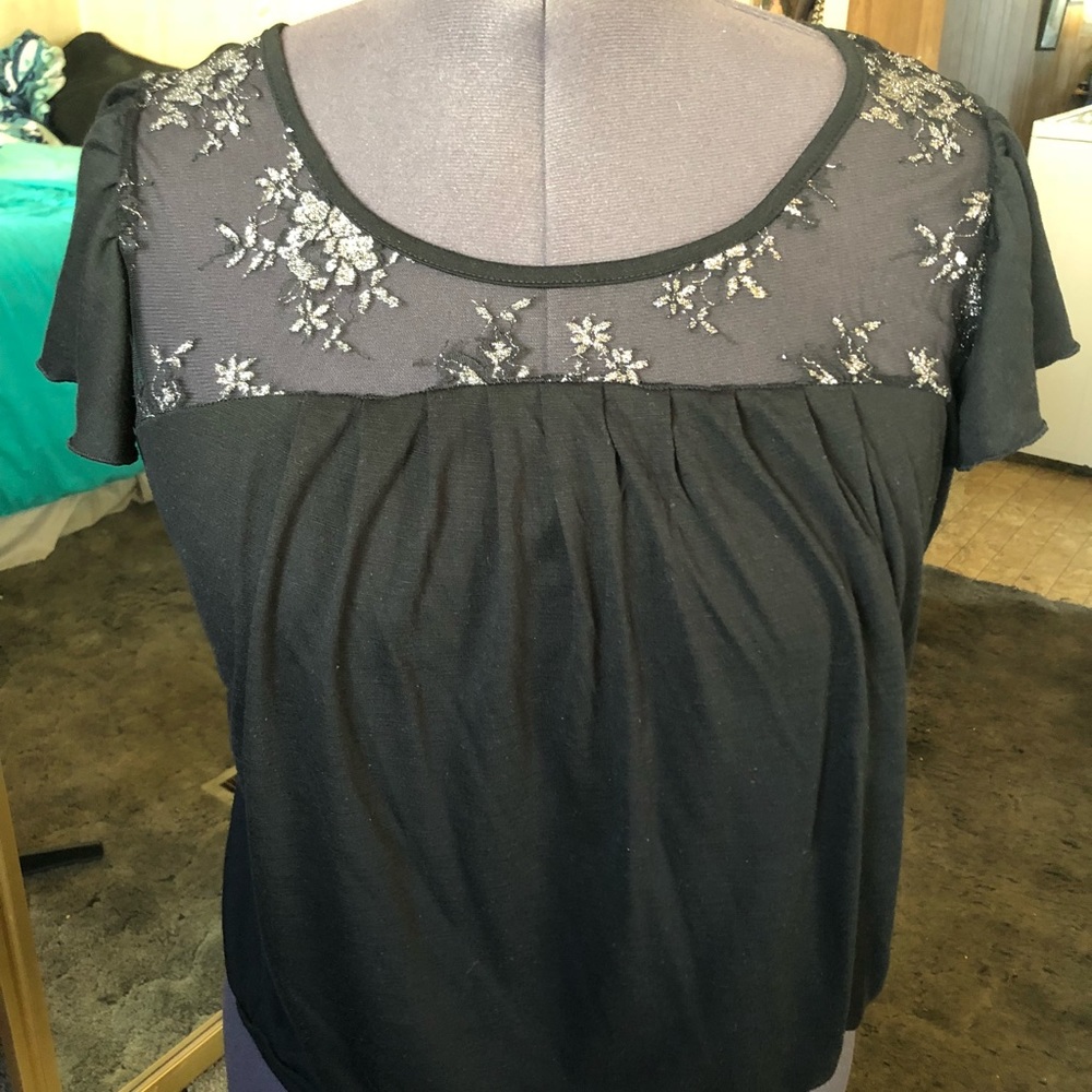 Black and silver lace sexy torrid top